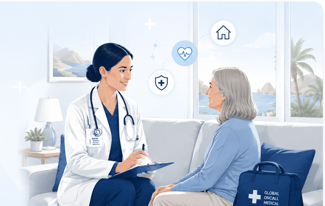 Doctor providing an at-home medical consultation in Los Cabos